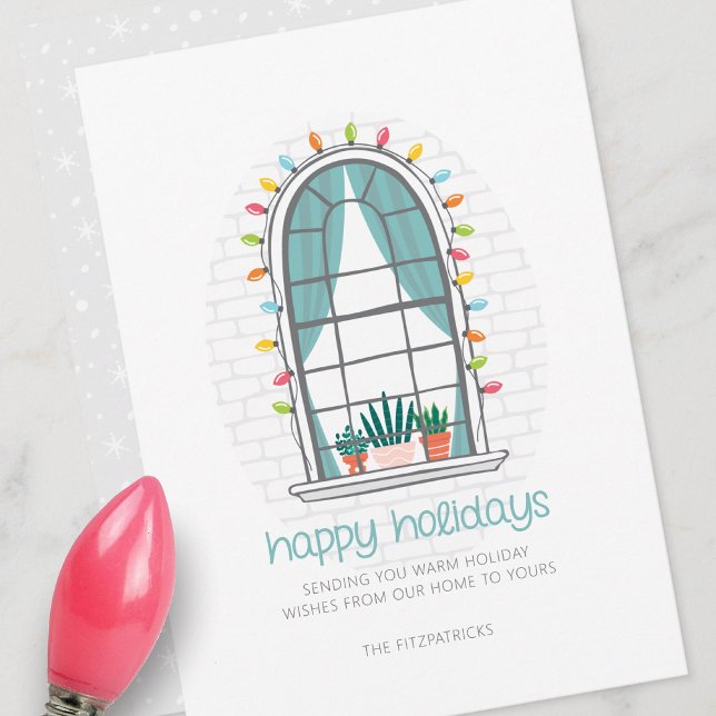 Platt Helgdag för Cute-julfönstret Julkort (Skapare uppladdad)