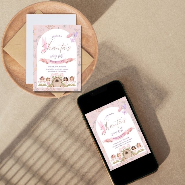 Platt Helgdag Julkort (Fairy First Birthday Invites)