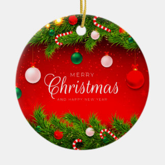 Platt Helgdag, Storlekt: 4,25 x 5,5 tum, Pappert: Julgransprydnad Keramik