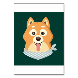 Platt Illustration Cute Sibainu Hund Puppy Bordsnummer