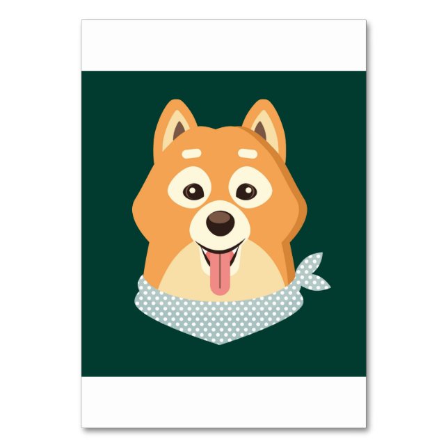 Platt Illustration Cute Sibainu Hund Puppy Bordsnummer (Framsidan)