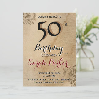 Platt inbjudan, 50:e födelsedagsinbjudan inbjudningar