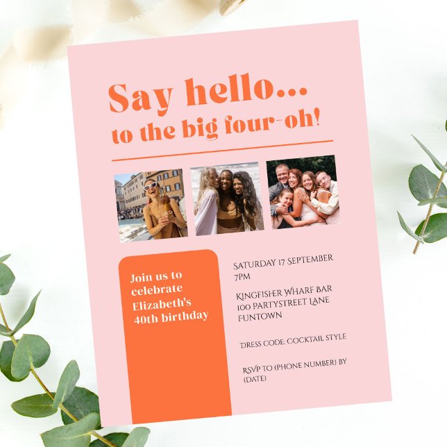 Platt inbjudan med 3 foton, 40-årsretro (Skapare uppladdad)