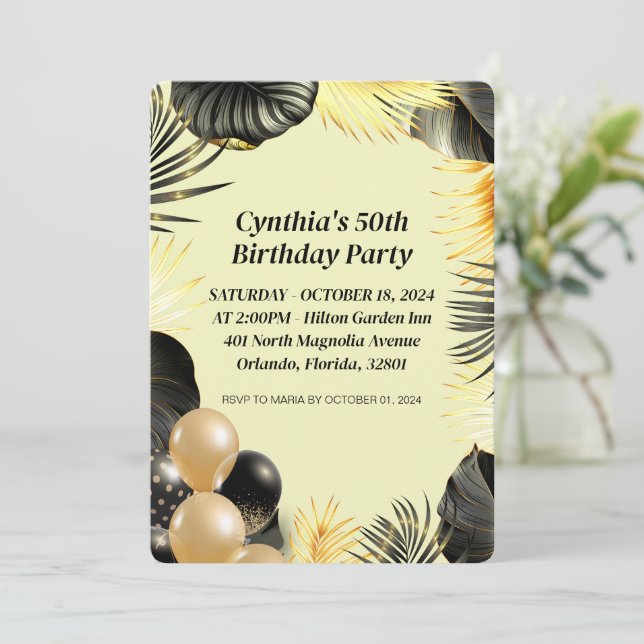 Platt inbjudan på 50:e födelsedagen (Stående Fram)