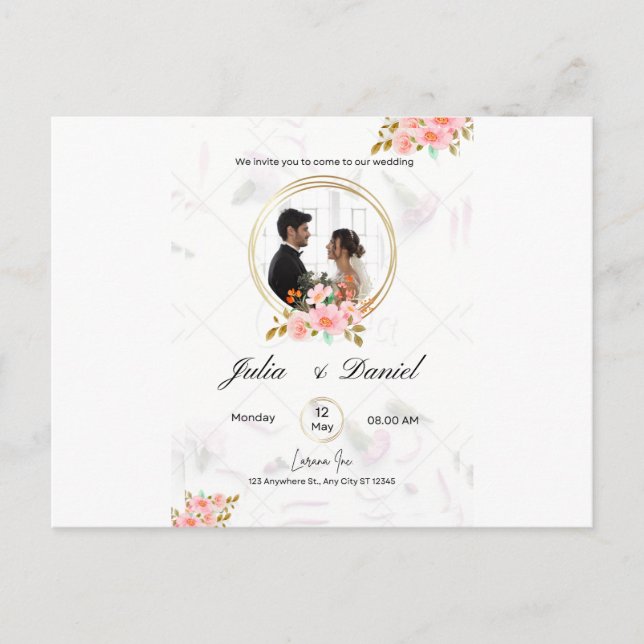 Platt inbjudan, Storlek: 5 tum x 7 tum, Papper: pr Meddelande Vykort (Framsida)