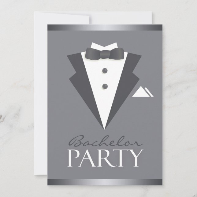 Platt inbjudan till Bachelor Party Black Kostym (Framsida)