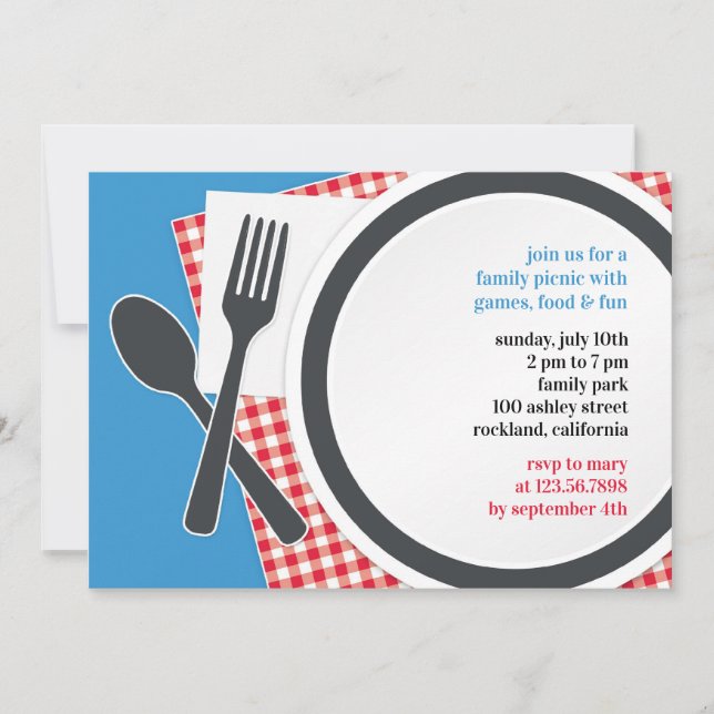 Platt inbjudan till Picnic Outing Party (Framsida)