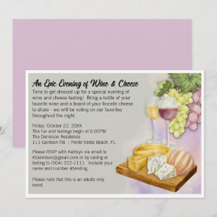 Platt inbjudan till Vin & Cheese Party