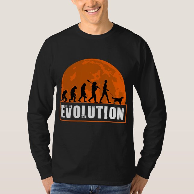 Platt Jackat kvarhållning 2 Hund Human Evolution  T Shirt (Framsida)