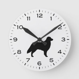 Platt, Jackat Retriever Hund aveln Silhouette Rund Klocka