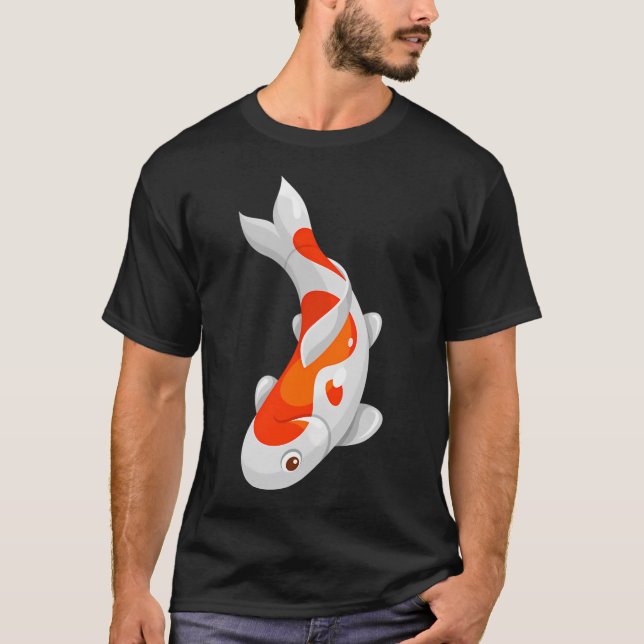 Platt japansk Koi Karp Fisk T Shirt (Framsida)