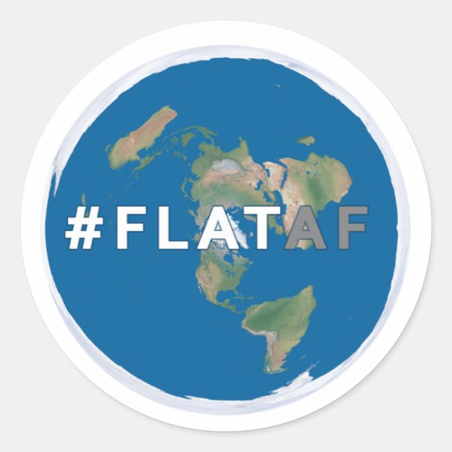Platt jordstift | #flataf runt klistermärke (Framsida)