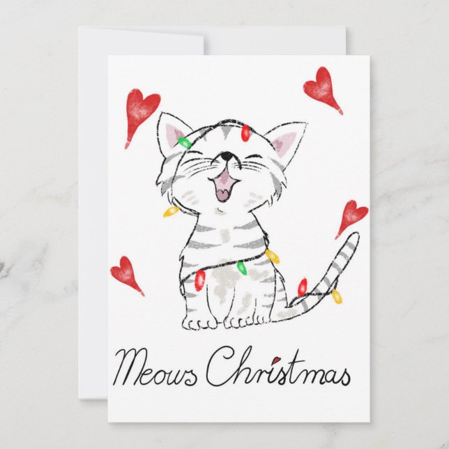 Platt julkort Miaou jul katt  (Framsida)