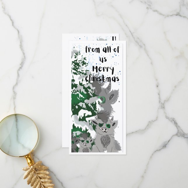 Platt julmonsterfamilj tack kort (Fram/Back In Situ)