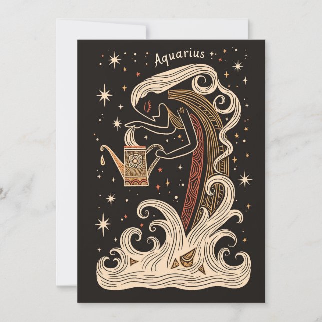 Platt kort - Aquarius Celestial Zodiac Art (Framsida)