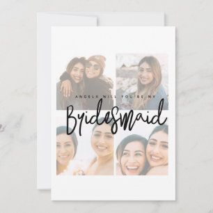 Platt kort med Bridesmaid-proffsfärgat fotokollage