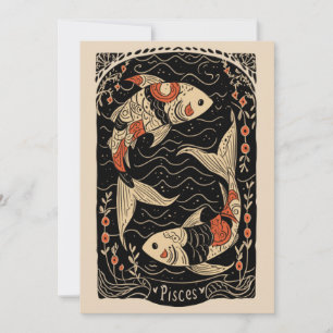 Platt kort - Pisces Celestial Zodiac Art