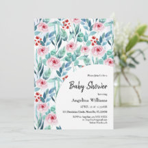 Platt liggande baby shower inbjudningskort med des