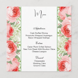 Platt meny-kort-Rosa ros Meny