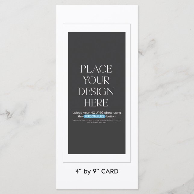 Platt menykort för anpassningsbar - 4 x 9 tum meny (Framsida)