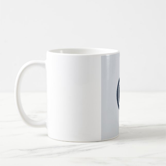 Platt minimalistisk månfasmugg - djupblå och silve kaffemugg (Vänster)