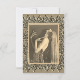 Platt notkortsbild med Vintage-dansare Tack Kort