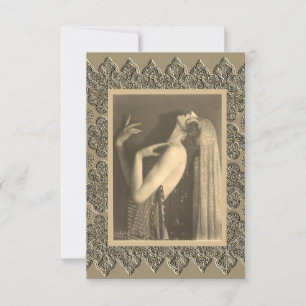 Platt notkortsbild med Vintage-dansare Tack Kort