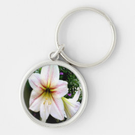 Platt nyckelkedja rund silverfärgad nyckelring