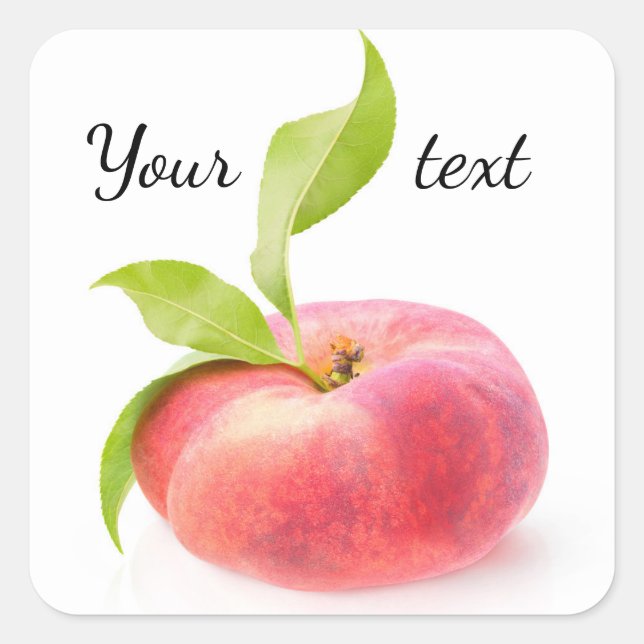 Platt persika fyrkantigt klistermärke (Framsida)