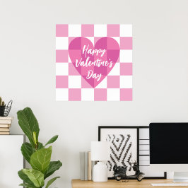 Platt Rosa Hjärtkontroll Glad Alla hjärtans dag Poster