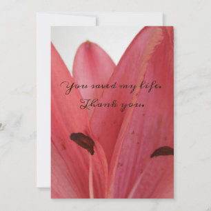 Platt Rosa Petals du sparade mitt livskort Tack Kort