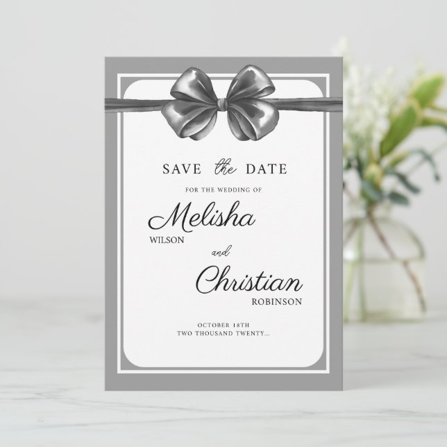 Platt Save The Date-kort för ett bröllop. Spara Datumet (Stående Fram)