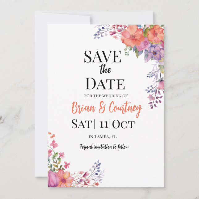 Platt Save The Date-kort Spara Datumet (Framsida)