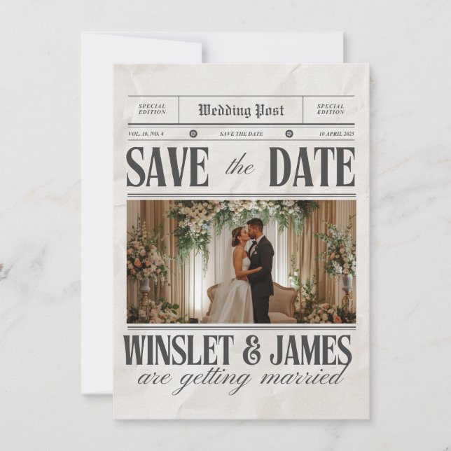 Platt Save The Date-kort Spara Datumet (Framsida)