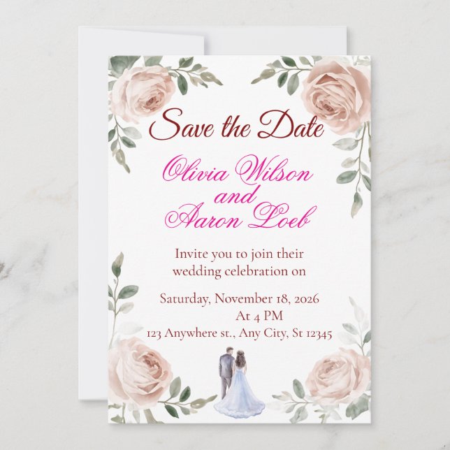 Platt Save The Date-kort Spara Datumet (Framsida)