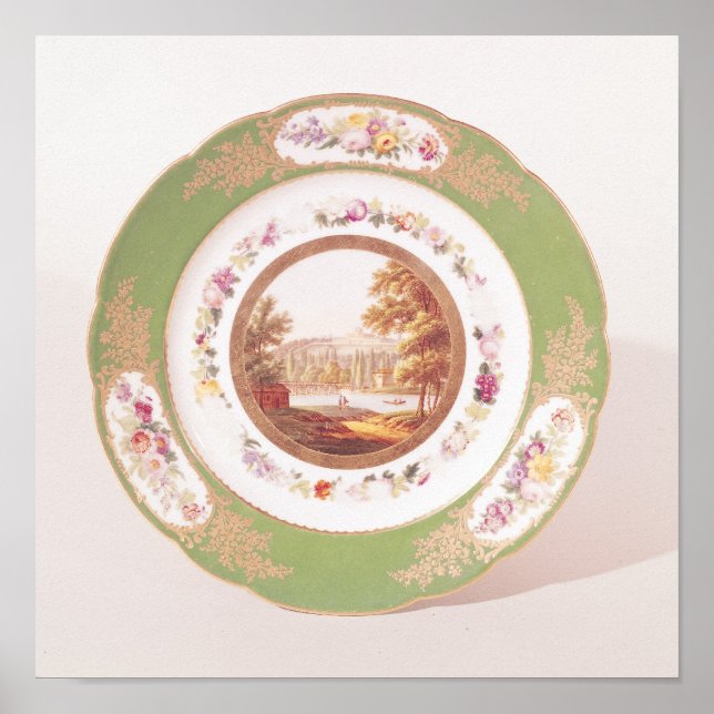 Platt som skildrar den gamla Pont de Sevres Poster (Framsidan)