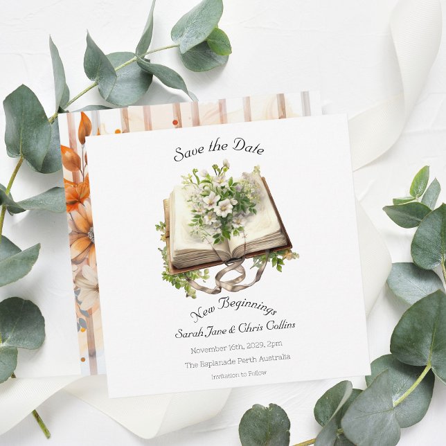 Platt Spara Datum Kort Nya Början (Save the Date New Beginning Flat Square Invitation )