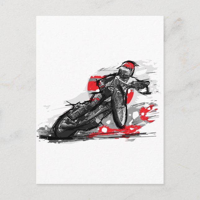 Platt spårets motorcykelracterare vykort (Framsida)