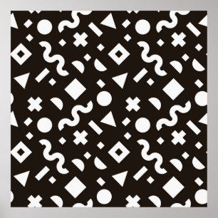Platt struktur av geometriska färgformer. Monochr Poster