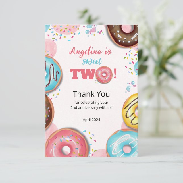 Platt Tack 2:a födelsedagskort. Kort (Stående Fram)