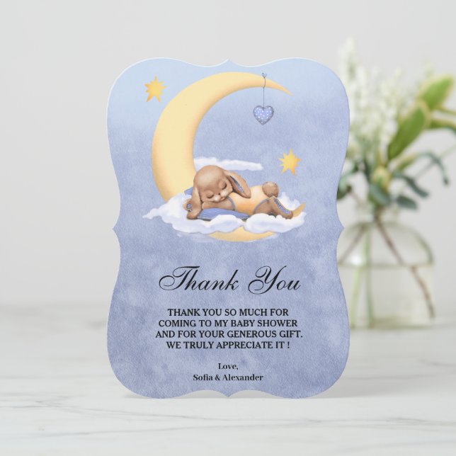 Platt Tack Baby Shower Card med bunny. Kort (Stående Fram)