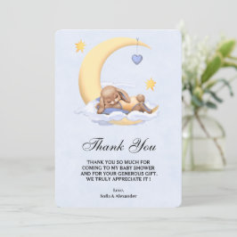 Platt Tack Baby Shower Card med bunny. Kort