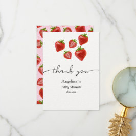 Platt Tack Baby Shower Sweet Strawbär. Kort