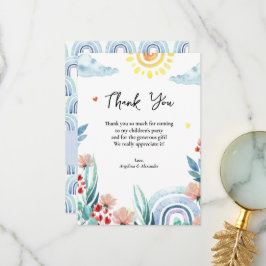 Platt Tack-babyvykort med design. Tack Kort