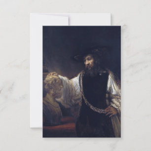 Platt Tackkort Aristoteles med en byst av Homer Tack Kort