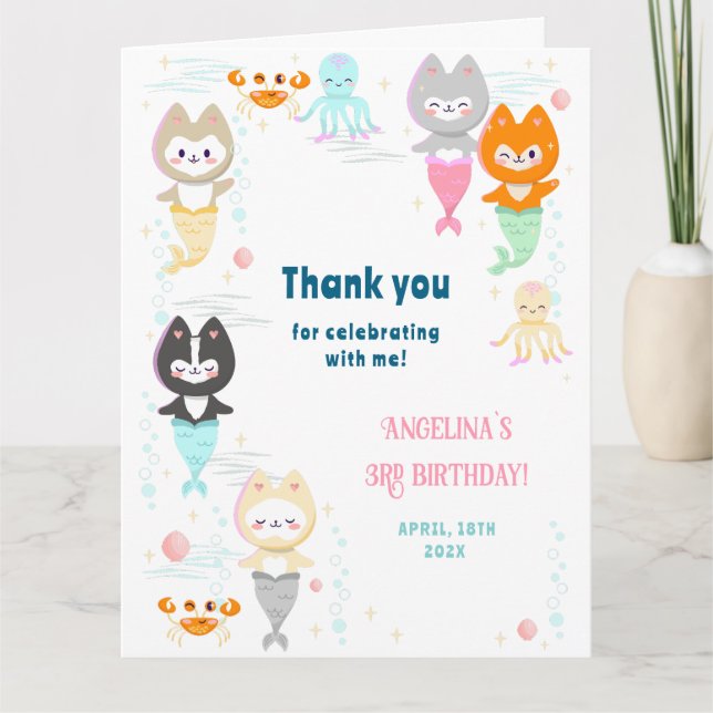 Platt Tacksamhetskort för 3-års födelsedag. Tack Kort (Framsida)