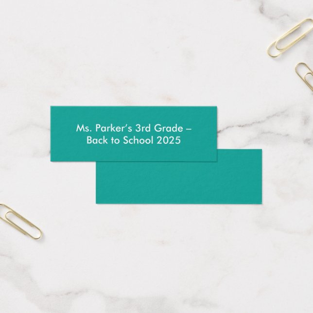 Platt tealbakgrund – Åter till skolan-struktur Litet Visitkort (Kontor)