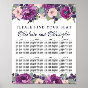 platta för Blommigt 8-Bord Bröllop Poster