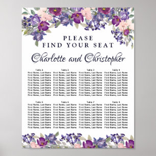 platta för Blommigt 8-Bord Bröllop Poster
