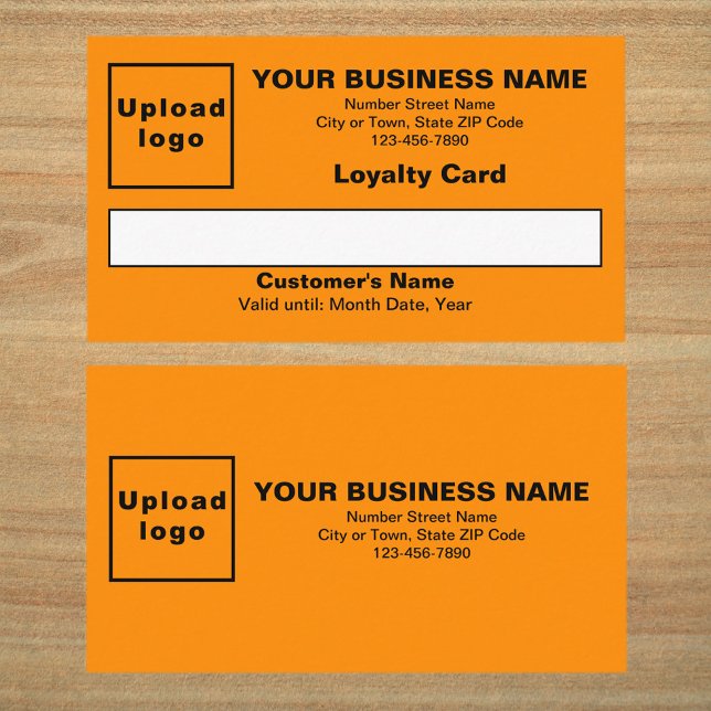 Platta förmånskort för Business Orange Lojalitetskort (Front and back sides of orange color loyalty card. Loyalty card for your loyal customers.)